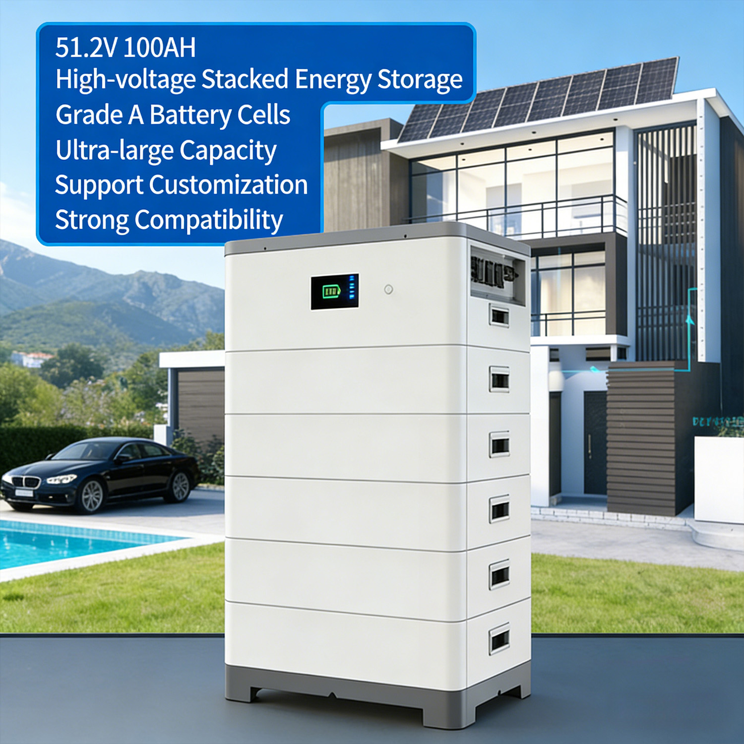 300W 12V 200Ah Custom Solar Energy Storage System for RV | Home ESS, Wall Mounted, Industrial ESS